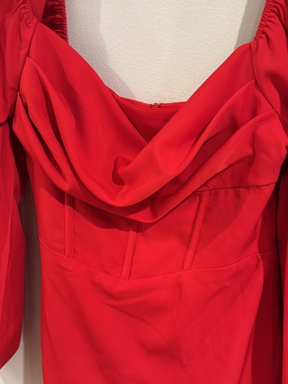 Princess Polly Red Square-Neck Mini Dress with Long Sleeves - Picture 5 of 8